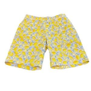 Lands End size 10 mid rise  Yellow Lemon Print Shorts summer vacation ready